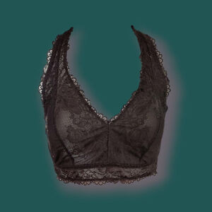 Savage X Fenty Lace Bralette | Brown Floral Lace Plunge Bralette